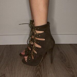Olive Green High Heel Sandals